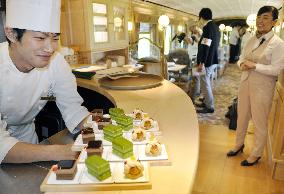 Pastry chef prepares sweets for Kyushu Railway's luxury train trip