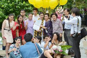 Graduating student shares joy with family members at Thai university
