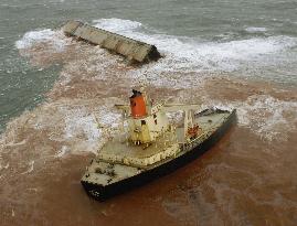 Panamanian-registered freighter Giant Step runs aground off Ibar