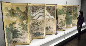 Time-honored Japanese folding screen shown in Kyoto