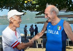 Rematch of 1960 Olympic regatta between Japanese, Italian eights