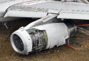 Asiana Airlines aircraft's left engine damaged