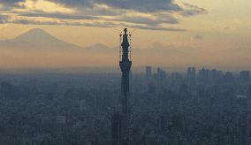 Tokyo Sky Tree tower on solstice day