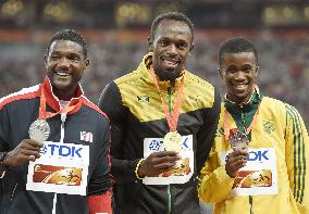 Bolt, Gatlin, Jobodwana receive medals for 200 meters at worlds