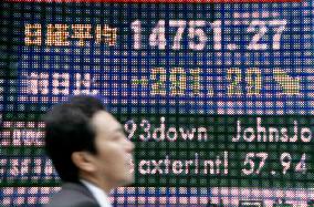 Concern about U.S. mortgage crisis send Nikkei below 15,000