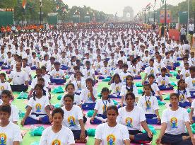 Indian Prime Minister Modi joins International Yoga Day event