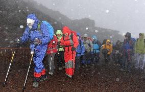 Climbers at Mt. Fuji hit by bad weather on season's 1st day