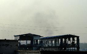 Smoke rises over China blast site