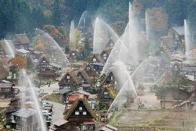 Water-discharge drill at Shirakawa-go World Heritage site