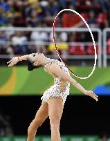 Japan rhythmic gymnast Minagawa performs with hoop