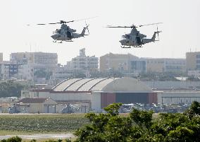 U.S. military helicopters in Okinawa sky