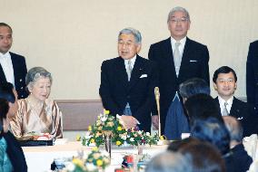 Emperor Akihito greets public on 72nd birthday, worried by snowf