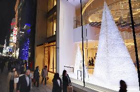 White Christmas trees in Tokyo's Ginza