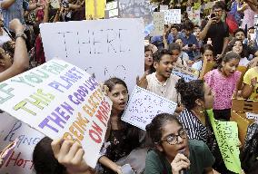 Young people participate in global climate strike