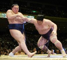 Hakuho beaten by Dejima at New Year sumo