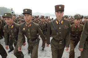 North Korean soldiers on Mansu Hill