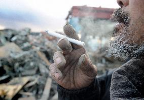 Smoking tsunami survivor