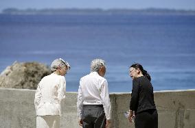Imperial couple briefed on WWII battlefield in west Pacific