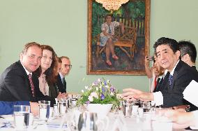Swedish PM Lofven, Japanese PM Abe hold talks in Stockholm