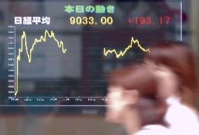 Tokyo's Nikkei closes above 9,000
