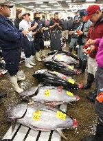 Tuna sold for 6 mil. yen at year's 1st auction in Tokyo