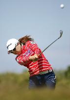 Japan's M. Miyazato hits shot on 9th hole at British Open