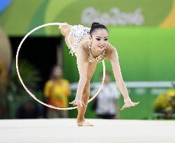 Japan rhythmic gymnast Minagawa performs with hoop