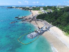 Seawall construction site in Nago, Okinawa
