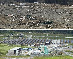 Tsunami-hit area then and now