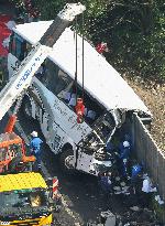 Highway accident involving bus bound for Tokyo Disneyland