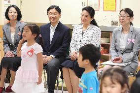Crown prince, princess visit Tokyo childcare center