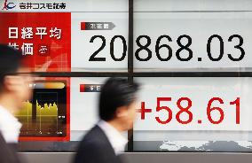 Nikkei ends at 18-yr high