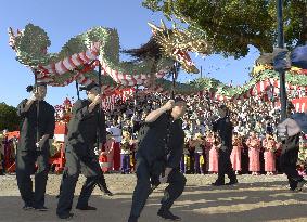 Dragon dance performed at Nagasaki Kunchi festival