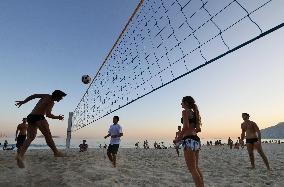 Children enjoying footvolley in Rio