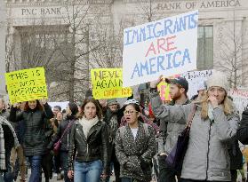 Rally staged against Trump's order to halt entry to U.S.