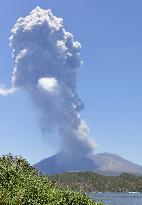 Volcanic eruption at Sakurajima in southwestern Japan