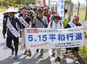 Protesters march in Okinawa ahead of 46th reversion anniversary