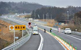 Reopened stretch of Joban Expressway shown to press