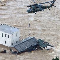 River flooding in eastern Japan leaves dozens of residents stranded