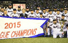 Swallows members join group photo as CL pennant winners