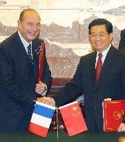 Chirac lauds China's support for U.N. resolution on N. Korea