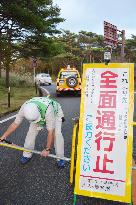 Road blocked due to volcano eruption alert