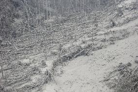 1 day after volcano eruption on Japanese small island