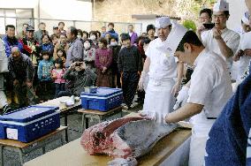 Sushi served at evacuation center