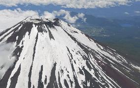 Mt. Fuji still snow-capped, delay likely in climbing season