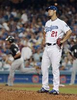 Baseball: Darvish rocked for 3 homers in home debut for Dodgers