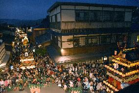 Festival floats parade in central Japan's Takayama