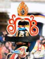 Tibetan Buddhist mask dance performed to celebrate New Year