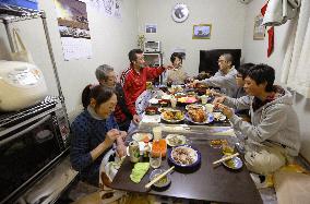 New Year's Eve meal at temporary housing unit