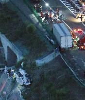 High school girl, driver dead as truck rams into bus on highway